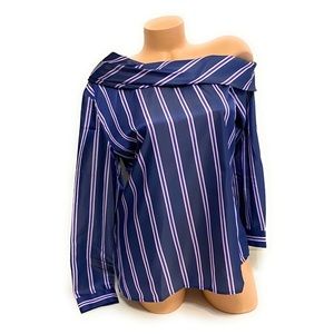 Banana Republic Silky Striped Off Shoulder Blouse‎